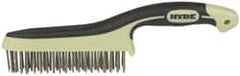 Hyde Tools - 1-1/8 Inch Trim Length Stainless Steel Scratch Brush - 6" Brush Length, 11-3/4" OAL, 1-1/8" Trim Length, Plastic with Rubber Overmold Ergonomic Handle - Benchmark Tooling