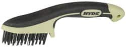 Hyde Tools - 1-1/8 Inch Trim Length Steel Scratch Brush - 3-1/4" Brush Length, 8-3/4" OAL, 1-1/8" Trim Length, Plastic with Rubber Overmold Ergonomic Handle - Benchmark Tooling