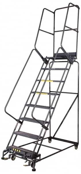 Ballymore - 153" 12 Step Ladder - Rolling Safety Ladder, 450 Lb Capacity, 120" Platform Height, 40" Base Width x 87" Base Depth, Perforated Tread - Benchmark Tooling