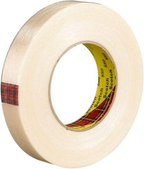 3M - 18mm x 55m Translucent Rubber Adhesive Strapping Tape - Polyester Yarn Filament-Reinforced Backing, 7.7 mil Thick, 270 Lb Tensile Strength, Series 880 - Benchmark Tooling