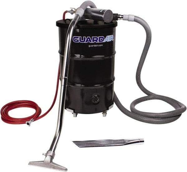 Guardair - 55 Gal Steel Tank, Air Powered Wet/Dry Vacuum - 15 Peak hp, 20' Hose Fitting, Cordless, Cartridge Filter - Benchmark Tooling