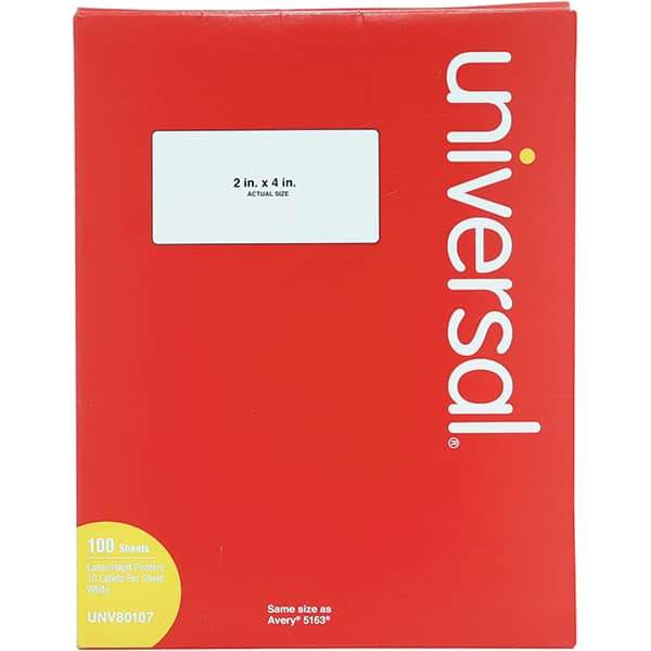 UNIVERSAL - 4" Long, White Paper Laser Label - For Inkjet Printers, Laser Printers - Benchmark Tooling