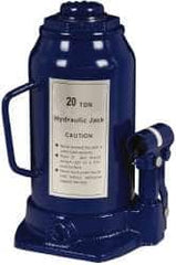 Value Collection - 20 Ton Capacity Side Pump Bottle Jack - 9-1/2" to 18-5/8" High, 6" Piston Stroke, 3-1/8" Screw Length, 1-1/2" Screw Diam, 2.2" Plunger Diam, 6-1/4" Long x 5-7/8" Wide Base - Benchmark Tooling