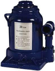 Value Collection - 20 Ton Capacity Side Pump Bottle Jack - 7-1/2" to 11-1/4" High, 3-1/8" Piston Stroke, 1-5/8" Screw Length, 1-1/2" Screw Diam, 2.2" Plunger Diam, 6-1/4" Long x 5-7/8" Wide Base - Benchmark Tooling