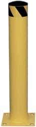 PRO-SAFE - 4-1/2" Diam x 42" High, Steel Bollard - 8" Wide x 8" Long Mounting Plate - Benchmark Tooling