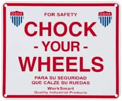 Value Collection - "Chock Your Wheels", Aluminum Safety Sign - Use for Accident Prevention - Benchmark Tooling