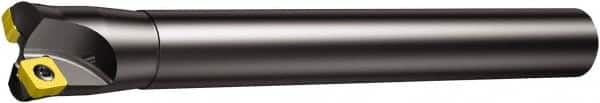 Sandvik Coromant - 32mm Cut Diam, 8mm Max Depth of Cut, 25mm Shank Diam, 210mm OAL, Indexable Chamfer & Angle End Mill - Multiple Insert Styles, Cylindrical Shank, 10° Lead Angle, Through Coolant - Benchmark Tooling