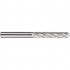 SGS - 5/16" Diam, 1-5/8" LOC, 4 Flute Solid Carbide Ball End Mill - TiN Finish, Single End, 4" OAL, 5/16" Shank Diam, Spiral Flute - Benchmark Tooling