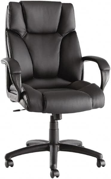 ALERA - 28-3/8" High Office/Managerial/Executive Chair - 21" Wide x 20" Deep, Soft Leather Seat, Black - Benchmark Tooling