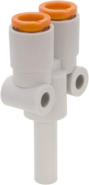 SMC PNEUMATICS - 1/8" OD, Brass/Polybutylene Push-to-Connect Plug-In Y - 145 Max psi, 1/8" Stem Diam - Benchmark Tooling