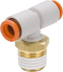 SMC PNEUMATICS - 3/8" Outside Diam, 3/8 NPT, Brass/Polybutylene Push-to-Connect Tube Male Branch Tee - 145 Max psi - Benchmark Tooling