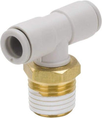 SMC PNEUMATICS - 8mm Outside Diam, 1/4 BSPT, Brass/Polybutylene Push-to-Connect Tube Male Branch Tee - 145 Max psi - Benchmark Tooling