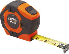 Lufkin - 33' x 1" Yellow Blade Tape Measure - 1/16" Graduation, Inch Graduation Style, Chrome Case - Benchmark Tooling