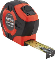 Lufkin - 16' x 3/4" Yellow Blade Tape Measure - 1/16" & 1mm Graduation, Inch/Metric Graduation Style, Chrome Case - Benchmark Tooling