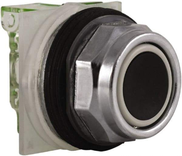 Schneider Electric - 30mm Mount Hole, Flush, Pushbutton Switch with Contact Block - Octagon, Black Pushbutton, Momentary (MO) - Benchmark Tooling