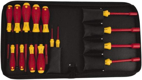 Wiha - 15 Piece 1/4 to 1/2" Insulated Nutdriver Set - Cushion Grip Handle - Benchmark Tooling