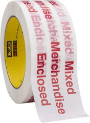 3M - 2" x 110 Yd Red & White Rubber Adhesive Packaging Tape - Polypropylene Film Backing, 1.9 mil Thick, 35 Lb Tensile Strength, Series 3775 - Benchmark Tooling