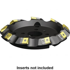 Kennametal - 10" Cut Diam, 2-1/2" Arbor Hole, 17.15mm Max Depth of Cut, 45° Indexable Chamfer & Angle Face Mill - 9 Inserts, LN.U 2410... Insert, Right Hand Cut, 9 Flutes, Series MEGA45 - Benchmark Tooling