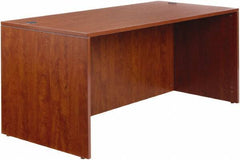 ALERA - Woodgrain Laminate Desk Shell - 65" Wide x 29-1/2" Deep x 29-5/8" High, Medium Cherry - Benchmark Tooling