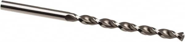 Taper Length Drill Bit: 0.1319″ Dia, 130 ° Bright/Uncoated, RH Cut, Parabolic Flute, Straight Shank, Series 501