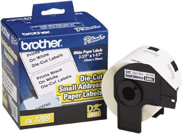 Brother - 1.1" Wide x 2-3/16" Long, White Paper Shipping Label - For PC Label Printers - Benchmark Tooling