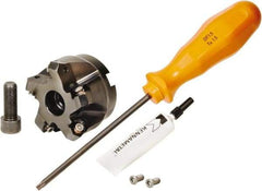 Kennametal - 2" Cut Diam, 3/4" Arbor Hole, 3.23mm Max Depth of Cut, 45° Indexable Chamfer & Angle Face Mill - 5 Inserts, HNGJ 0604... Insert, Right Hand Cut, 5 Flutes, Through Coolant, Series Dodeka Mini - Benchmark Tooling