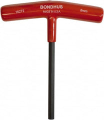 Bondhus - 8mm Hex, T-Handle Cushion Grip, Hex Key - 152mm OAL, Metric System of Measurement - Benchmark Tooling
