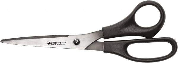 Westcott - 3-19/64" LOC, 8" OAL Stainless Steel Standard Standard - Plastic Straight Handle, For General Purpose Use - Benchmark Tooling