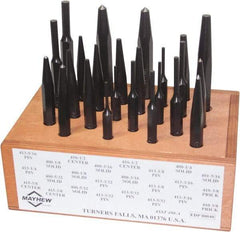 Mayhew - 24 Piece, 1/8 to 1/2", Center, Pin & Prick Starter Punch Set - Hex Shank, Steel, Comes in Boxed - Benchmark Tooling