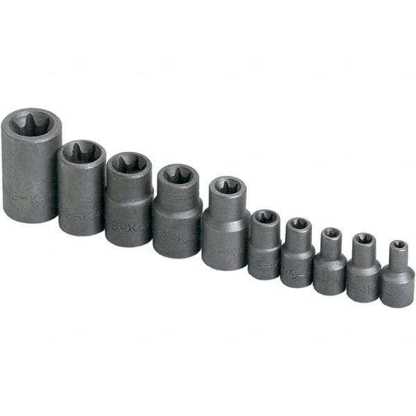 SK - 1/4" Drive Standard Socket Set - E4 to E18 Torx, Torx Measurement Standard - Benchmark Tooling