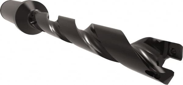Allied Machine and Engineering - Series 11, 11 to 12mm Diam, 5/8" Diam Straight Shank with Flange, Helical Flute Spade Drill - 3-19/64" Max Depth, 4-11/32" Body Length, 6-7/32" OAL, Standard Length, Through Coolant - Benchmark Tooling