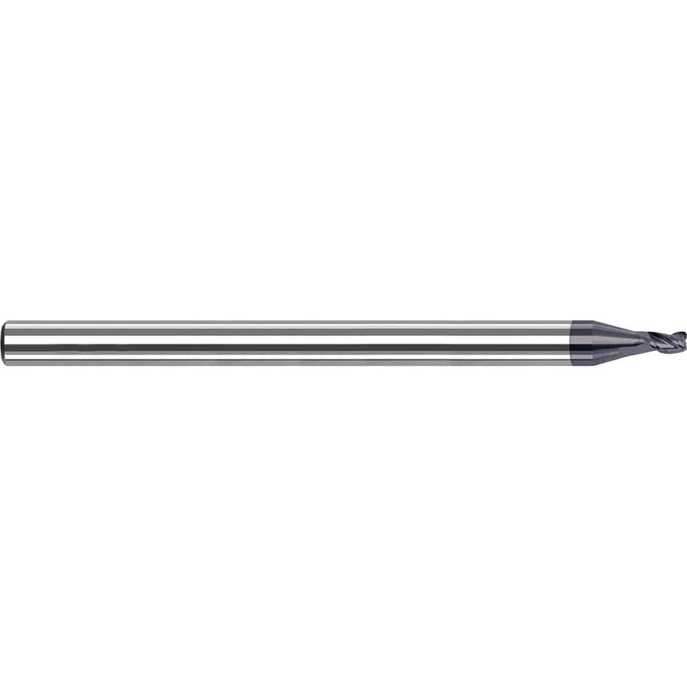 Corner Radius End Mill: 0.236″ Dia, 0.28″ LOC, 1/16″ Radius, 3 Flutes, Solid Carbide 2-1/2″ OAL, 1/4″ Shank Dia, 35 ° Helix, AlTiN Coated, Corner Radius End