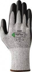 Ansell - Size 2XL (11), ANSI Cut Lvl 3, Puncture Lvl 4, Abrasion Lvl 4, Polyurethane Coated Dyneema/Fiber with Nylon/ Lycra/Glass Cut Resistant Gloves - 10" Long, Palm Coated, Knit Wrist, Black/Gray, Paired - Benchmark Tooling