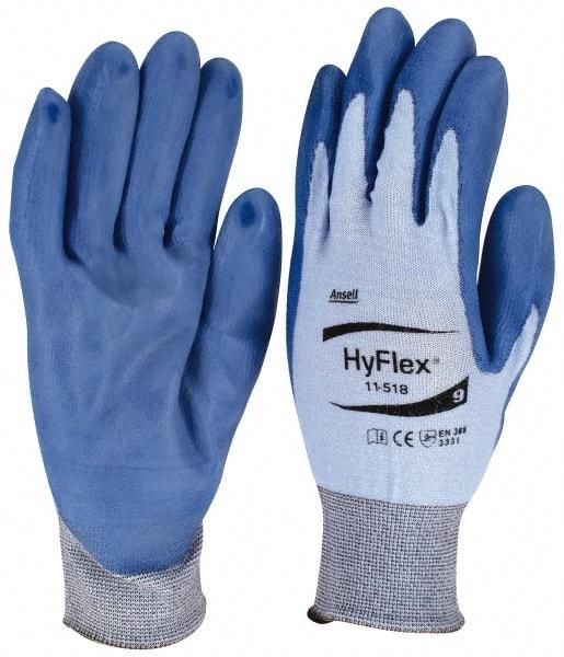 Ansell - Size L (9), ANSI Cut Lvl 2, Puncture Lvl 2, Abrasion Lvl 3, Polyurethane Coated Dyneema Diamond HPPE liner Cut Resistant Gloves - 12" Long, Palm Coated, Dyneema/Nylon & Spandex Lining, Knit Wrist, Blue, Paired - Benchmark Tooling