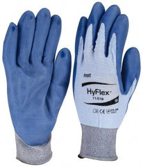 Ansell - Size L (9), ANSI Cut Lvl 2, Puncture Lvl 2, Abrasion Lvl 3, Polyurethane Coated Dyneema Diamond HPPE liner Cut Resistant Gloves - 12" Long, Palm Coated, Dyneema/Nylon & Spandex Lining, Knit Wrist, Blue, Paired - Benchmark Tooling