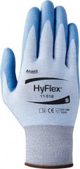 Ansell - Size XL (10), ANSI Cut Lvl 2, Puncture Lvl 2, Abrasion Lvl 3, Polyurethane Coated Dyneema Diamond HPPE liner Cut Resistant Gloves - 12" Long, Palm Coated, Dyneema/Nylon & Spandex Lining, Knit Wrist, Blue, Paired - Benchmark Tooling