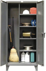 Strong Hold - 4 Shelf Combination Storage Cabinet - Steel, 60" Wide x 24" Deep x 72" High, Dark Gray - Benchmark Tooling