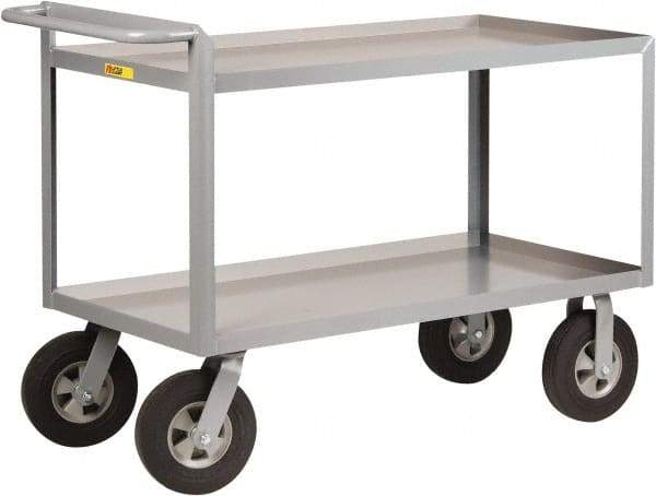 Little Giant - 1,500 Lb Capacity, 30" Wide x 66" Long x 38-1/2" High Shelf Cart - 2 Shelf, Steel, 2 Rigid/2 Swivel Casters - Benchmark Tooling