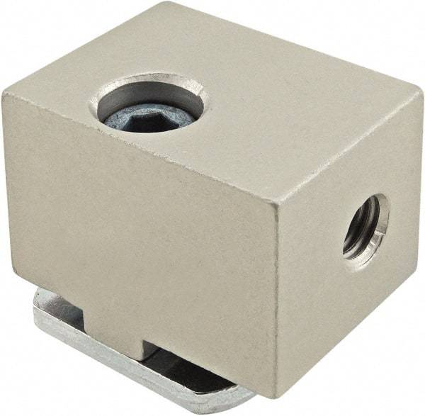 80/20 Inc. - Open Shelving Panel Mount Block - Aluminum, Clear Anodized Finish, Use with 40 Series & Bolt Kit 13-8316 - Benchmark Tooling
