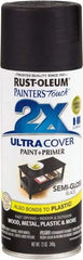 Rust-Oleum - Black, Semi Gloss, Enamel Spray Paint - 8 Sq Ft per Can, 12 oz Container, Use on Multipurpose - Benchmark Tooling