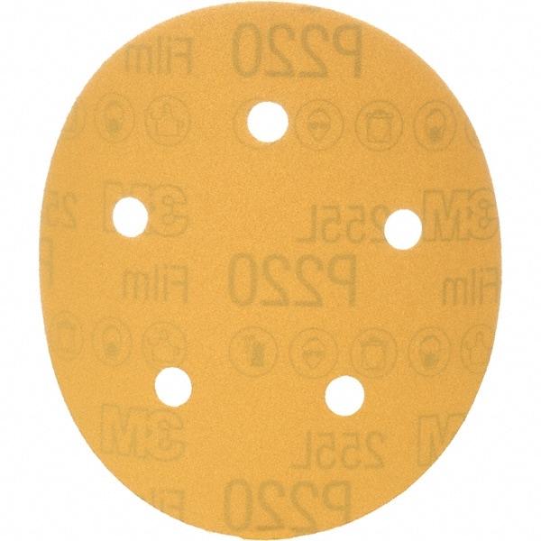 3M - 5" Diam, 220 Grit, Aluminum Oxide Hook & Loop Disc - Extra Fine Grade, Coated, Series 255L - Benchmark Tooling