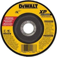 DeWALT - 24 Grit, 6" Wheel Diam, 3/32" Wheel Thickness, 7/8" Arbor Hole, Type 27 Depressed Center Wheel - Zirconia Alumina, Resinoid Bond, 10,100 Max RPM - Benchmark Tooling