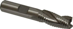 Interstate - 7/16" Diam, Fine Pitch, 1" LOC, 3 Flute Cobalt Roughing Square End Mill - Uncoated, 2-5/16" OAL, 3/8" Shank Diam, Single End - Benchmark Tooling