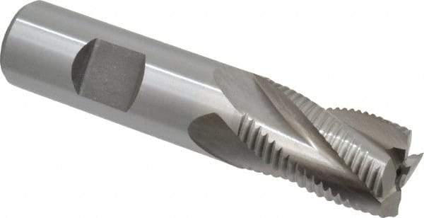 Interstate - 3/4" Diam, Fine Pitch, 1-1/4" LOC, 4 Flute Cobalt Roughing Square End Mill - Uncoated, 3-1/2" OAL, 3/4" Shank Diam, Single End - Benchmark Tooling