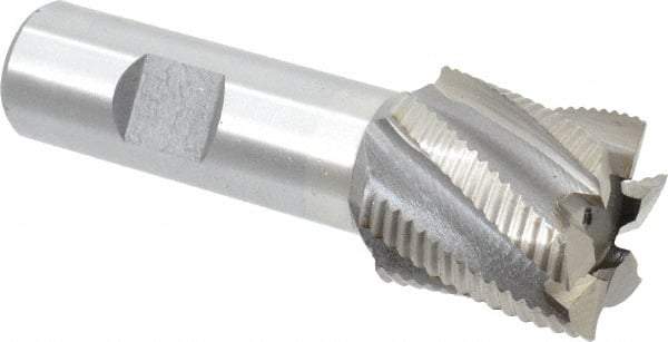 Interstate - 1-1/8" Diam, Fine Pitch, 1-1/8" LOC, 6 Flute Cobalt Roughing Square End Mill - Uncoated, 3-3/8" OAL, 3/4" Shank Diam, Single End - Benchmark Tooling
