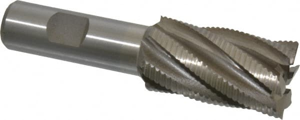 Interstate - 1-1/8" Diam, Fine Pitch, 2" LOC, 6 Flute Cobalt Roughing Square End Mill - Uncoated, 4-1/4" OAL, 3/4" Shank Diam, Single End - Benchmark Tooling