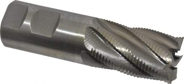 Interstate - 1-1/4" Diam, Fine Pitch, 2" LOC, 6 Flute Cobalt Roughing Square End Mill - Uncoated, 4-1/2" OAL, 1-1/4" Shank Diam, Single End - Benchmark Tooling