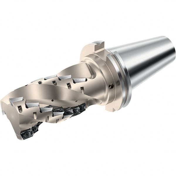 Walter - 2-1/2" Cut Diam, 3.898" Max Depth of Cut, 5.906" OAL, Indexable Square Shoulder Helical End Mill - Multiple Insert Styles, CAT 50 Taper Shank, 90° Lead Angle, Through Coolant, Series Xtra-tec - Benchmark Tooling