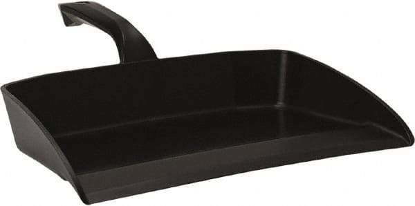 Vikan - 12-1/2" Wide Handheld Dustpan - Plastic Body, 4-1/2" Handle, Black - Benchmark Tooling