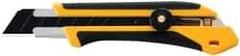 Olfa - Snap Utility Knife - 4.96" High Carbon Tool Steel Blade, Yellow & Black Elastomer & Fiber Reinforced Polymer Handle, 1 Blade Included - Benchmark Tooling